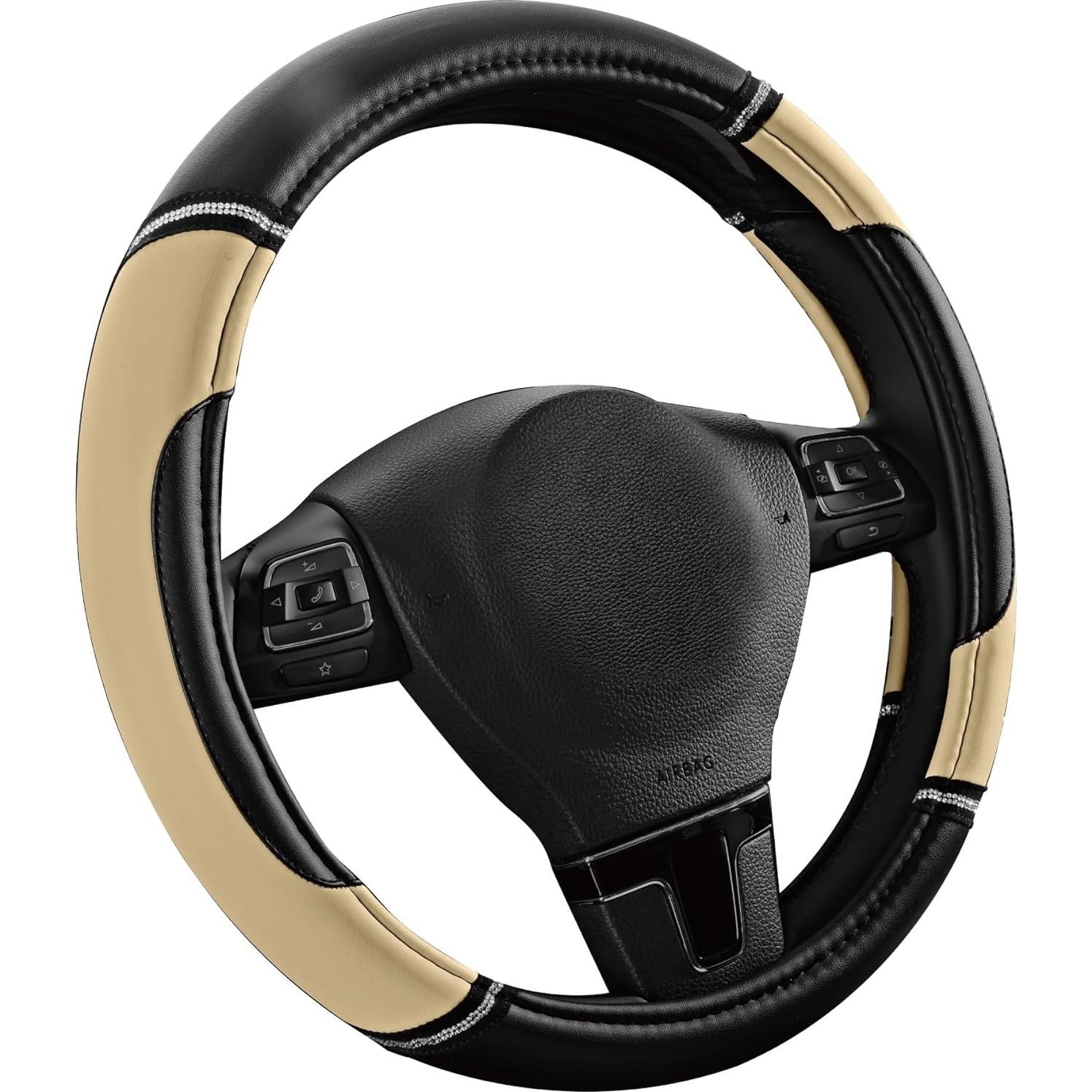 Cubierta de Volante de Cuero Road Comforts Beige 36.83-38.1 cm