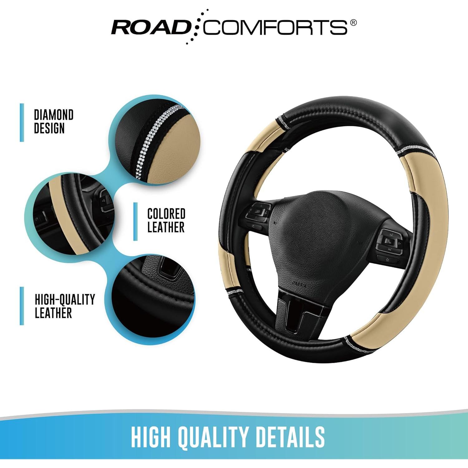 Cubierta de Volante de Cuero Road Comforts Beige 36.83-38.1 cm