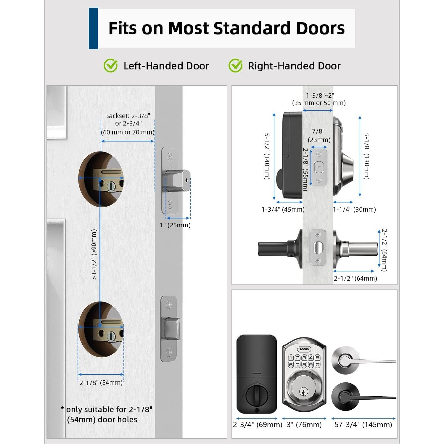 Cerradura Electrónica TEEHO TE001L Sin Llave con 2 Manijas