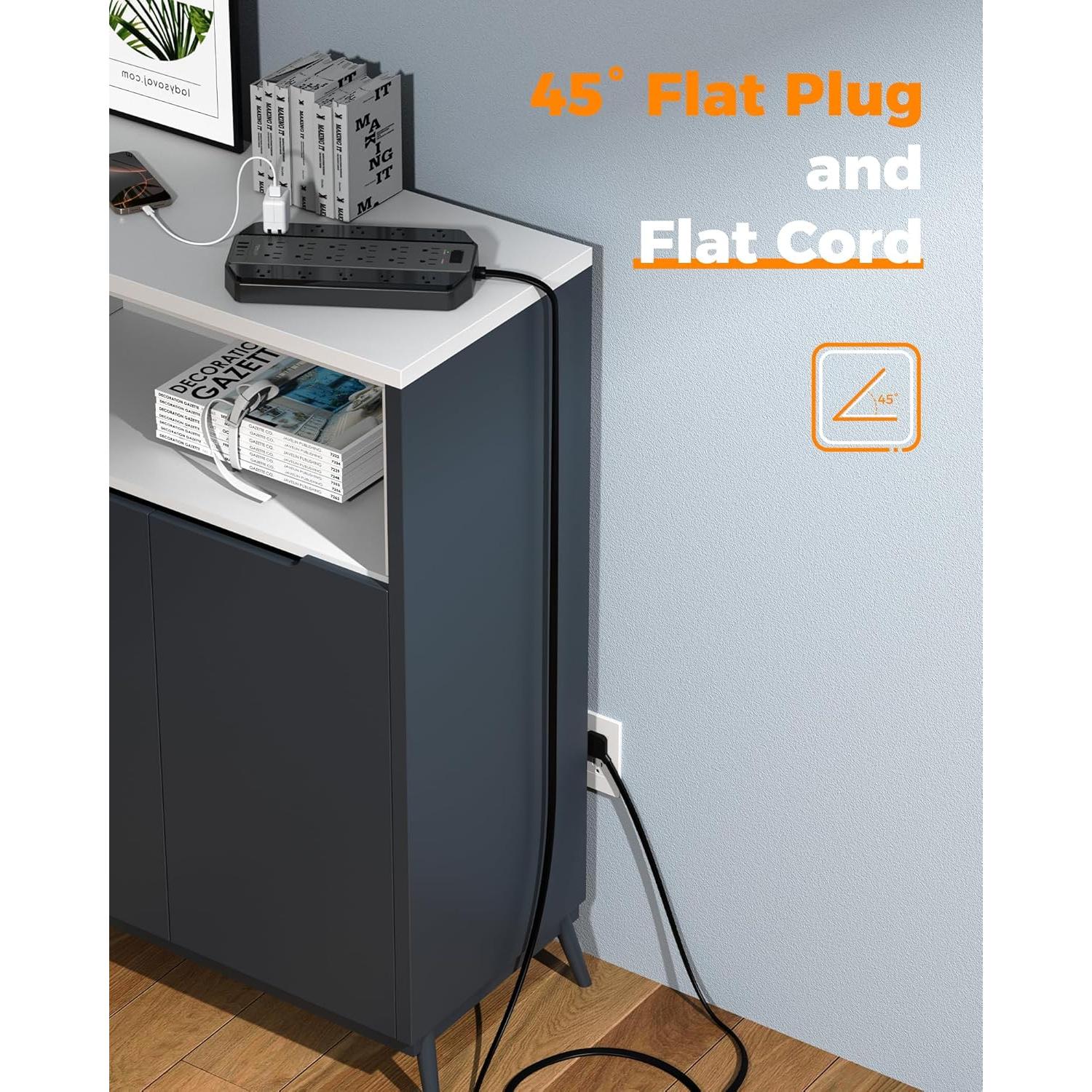 Regleta de Sobretensión 4000J TESSAN 22 Salidas 4 USB Negro