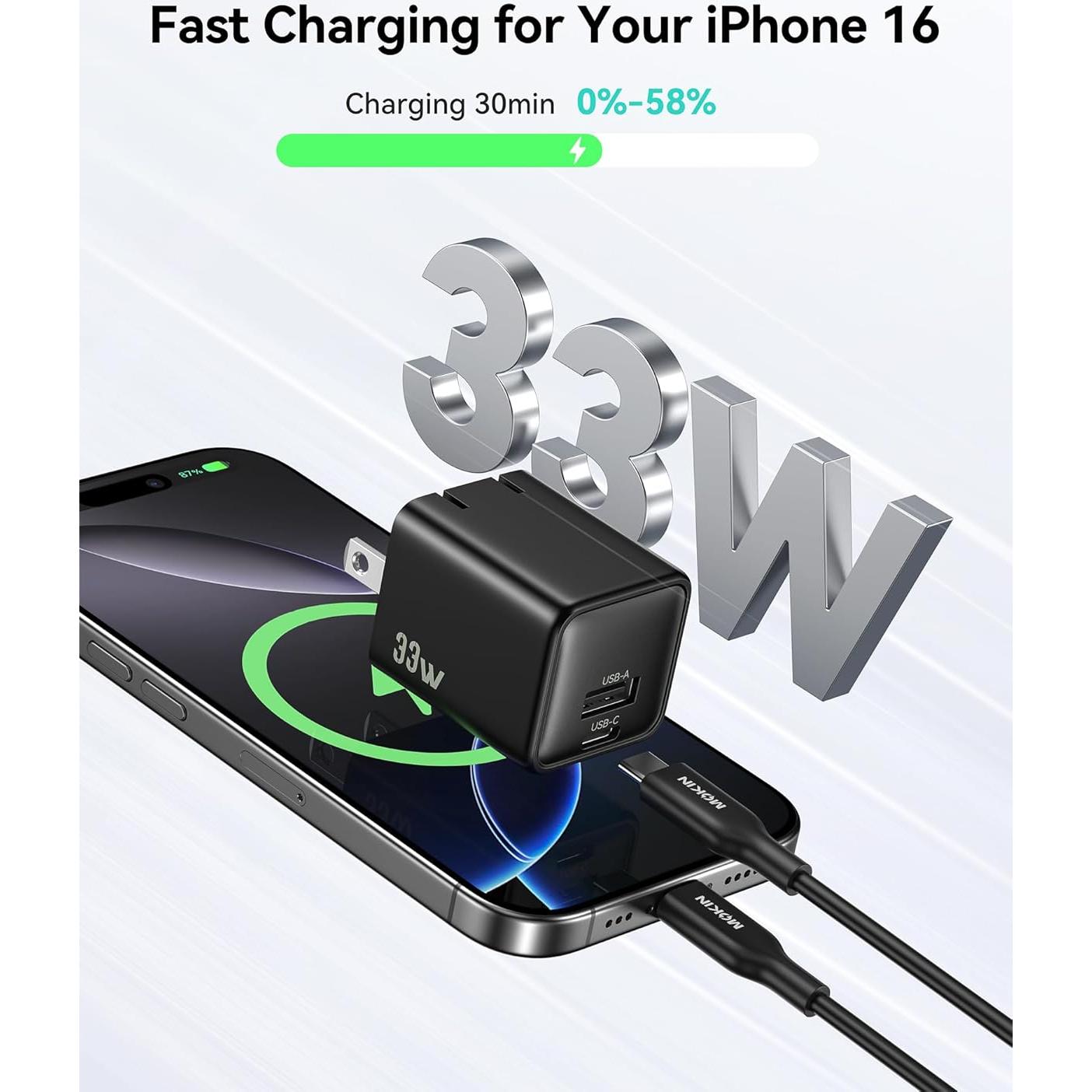 Cargador de pared USB C 33W HUNAN C-SMARTLINK Negro