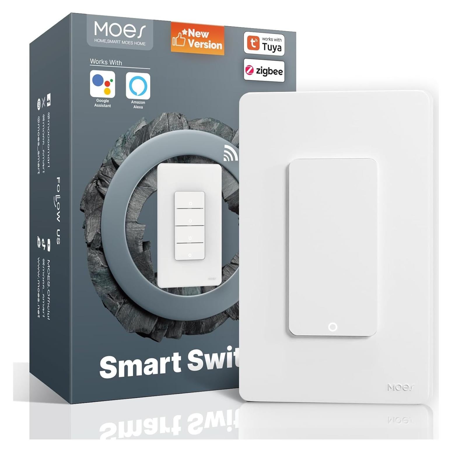 Interruptor Inteligente Zigbee MOES 1 Gang Blanco 2da Gen