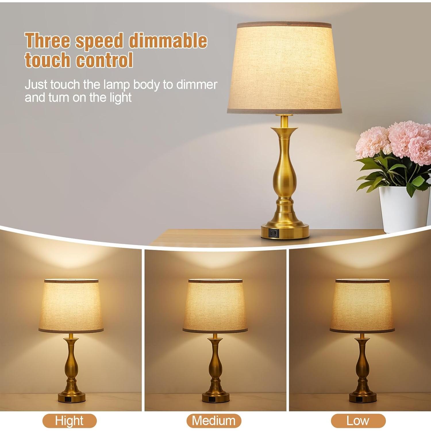 Lámpara de Mesa de Noche Lauag L901 con Carga USB-C y USB-A