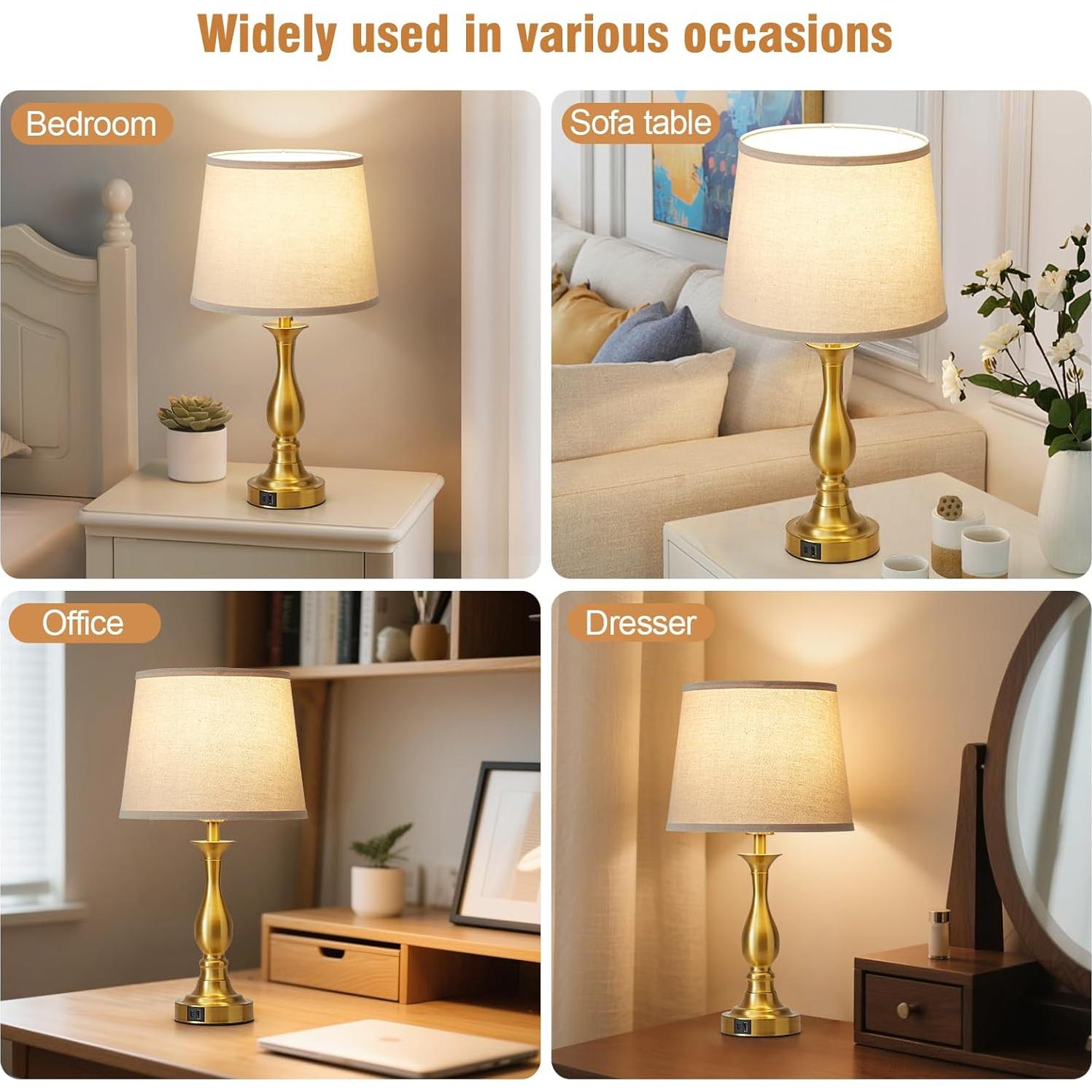 Lámpara de Mesa de Noche Lauag L901 con Carga USB-C y USB-A