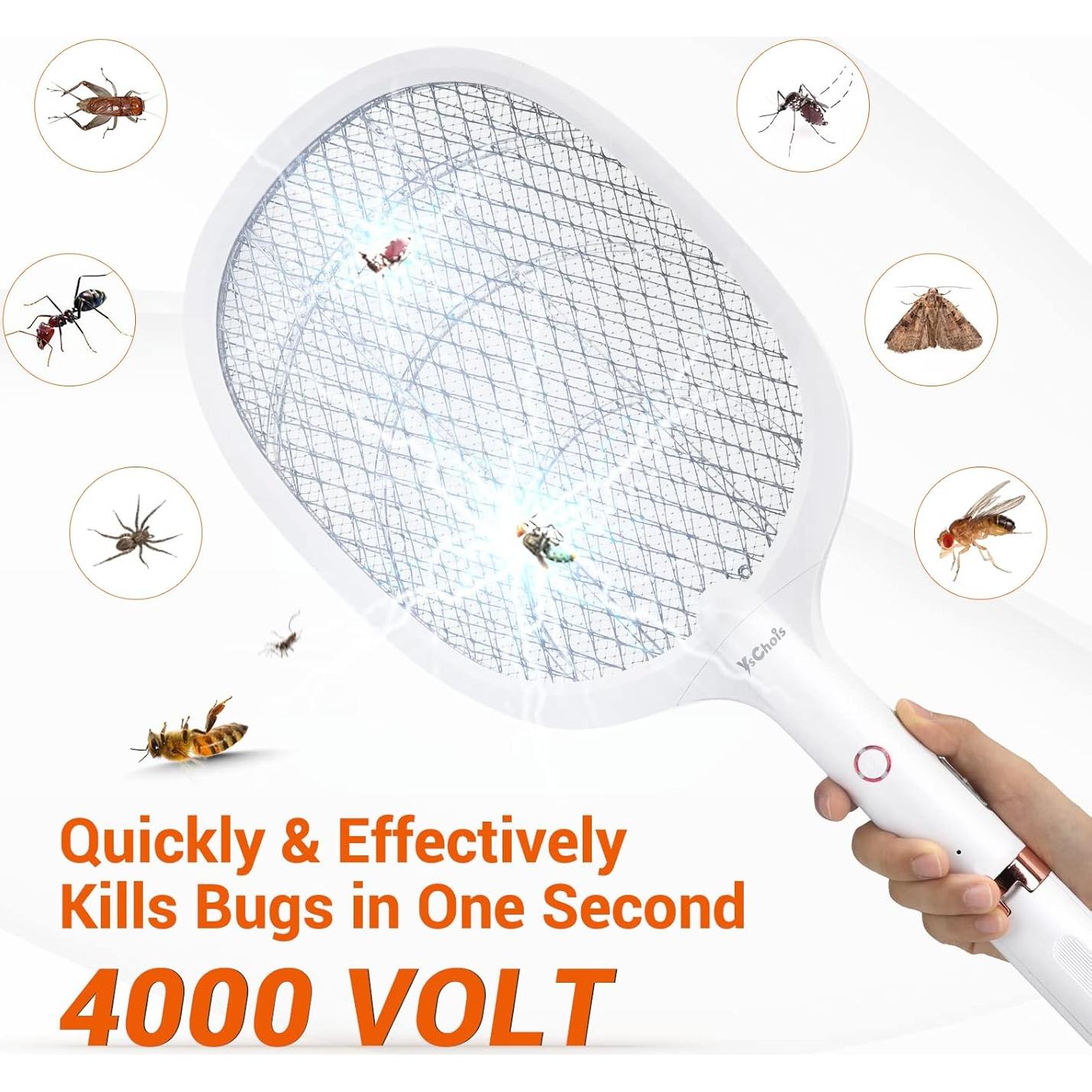 Raqueta matamoscas eléctrica recargable YsChois 2 en 1 4000V