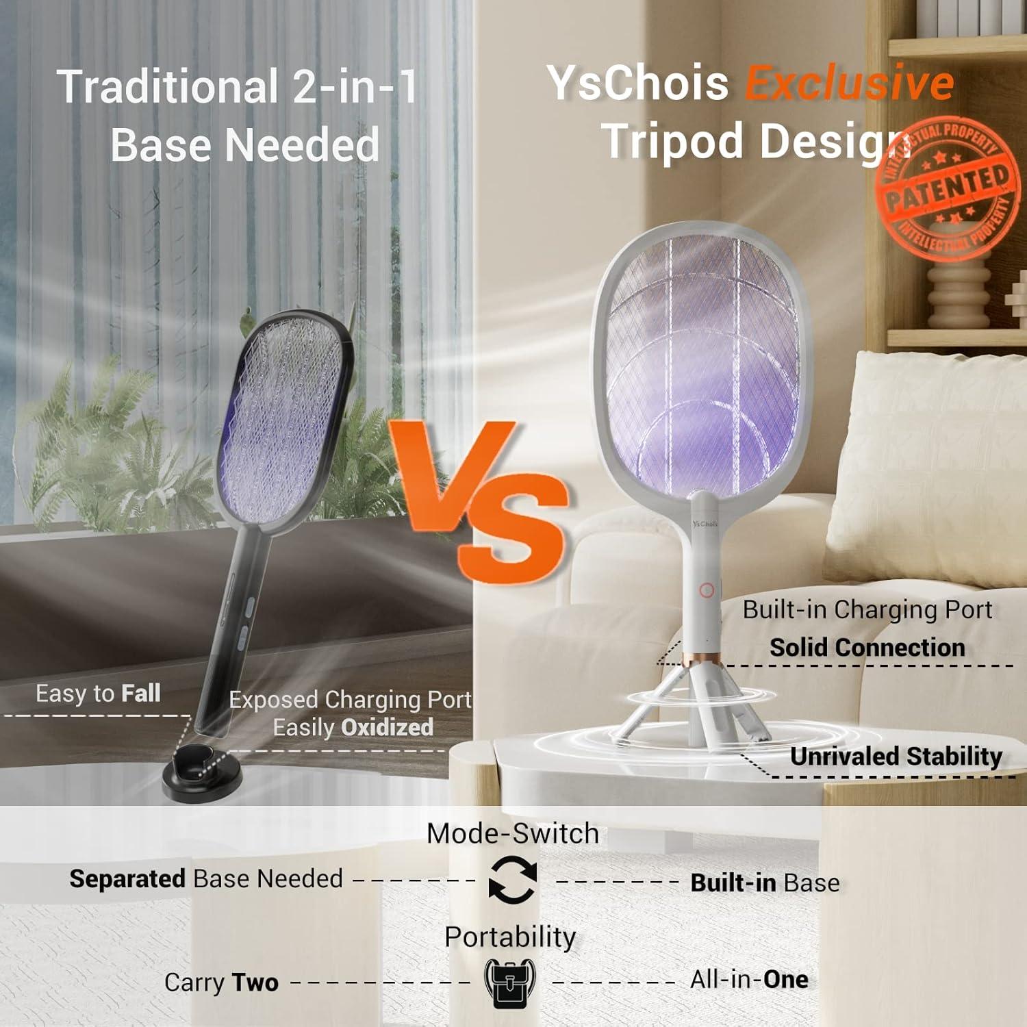 Raqueta matamoscas eléctrica recargable YsChois 2 en 1 4000V