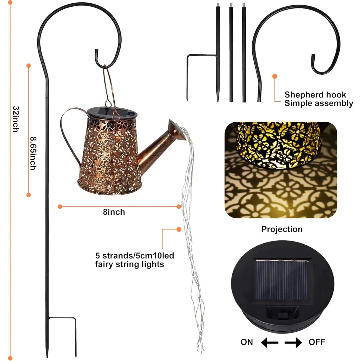 Luces de Riego Solar con Diseño de Copo de Nieve - 2 Paquete