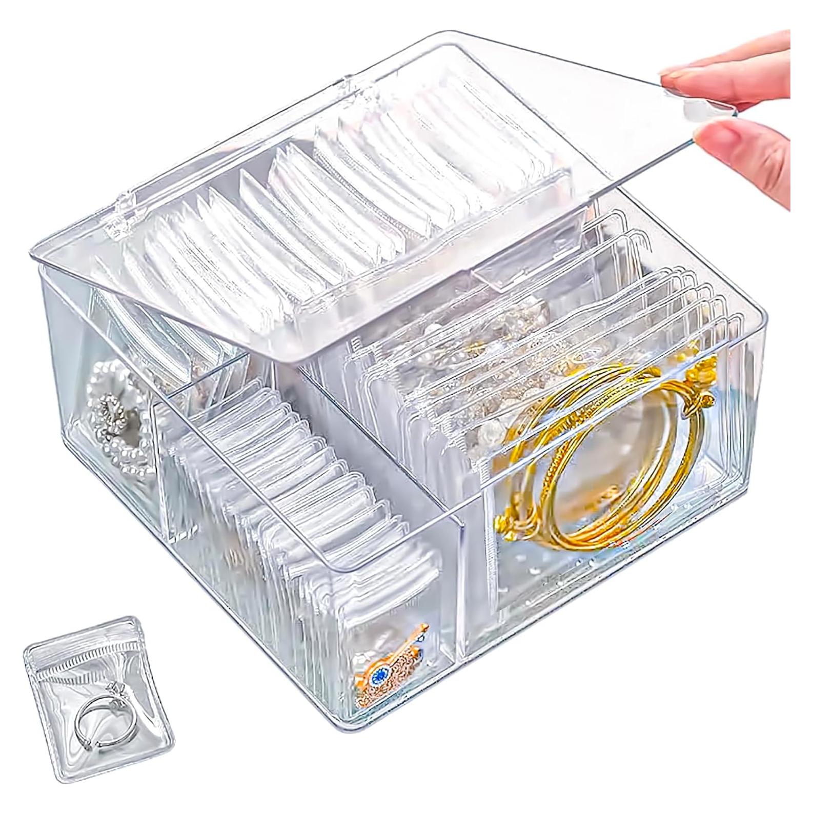 Caja de Joyería Acrílica HomePekite 4 en 1 con 60 Bolsas