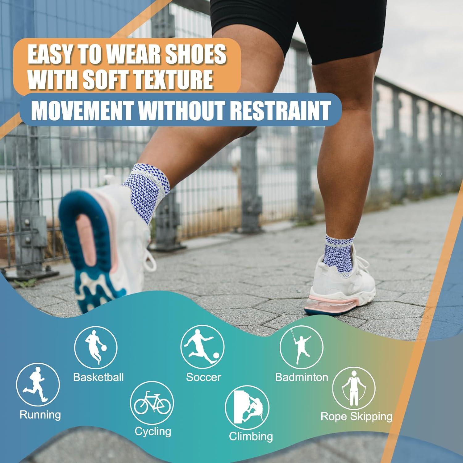 Soporte de Tobillo de Cobre Lonsiton - Compresión Unisex Azul S