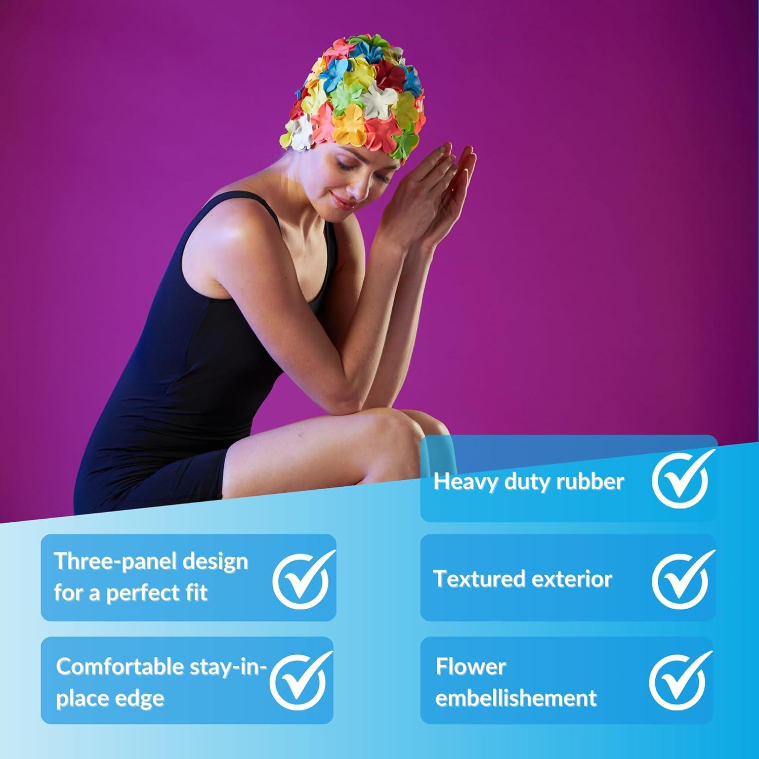 Gorro de Natación Sporti Flower para Mujeres - Caucho Resistente