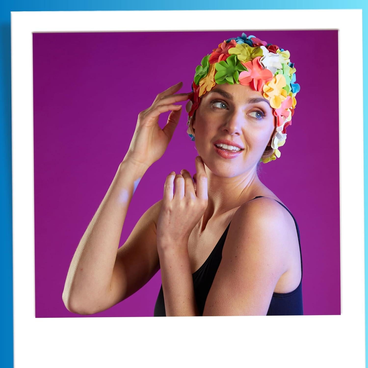 Gorro de Natación Sporti Flower para Mujeres - Caucho Resistente
