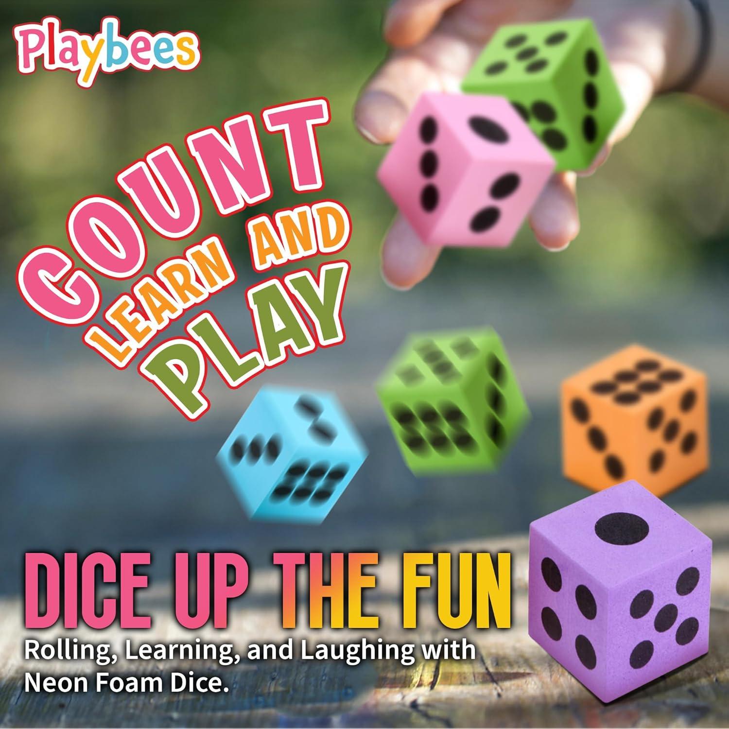 Juego de Dados de Espuma Neón Jumbo - Paquete de 12 para Niños