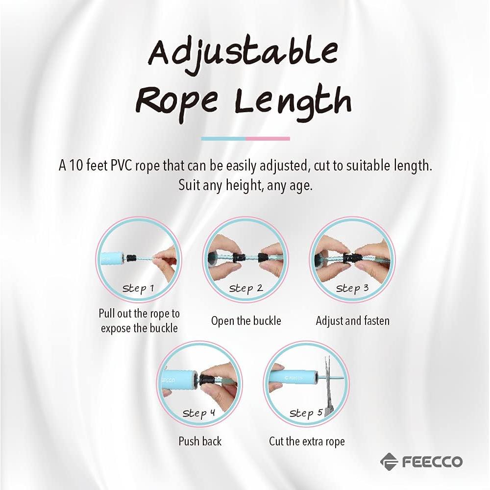 Cuerda de Saltar FEECCO Zillica Ajustable para Niños 3-12 Años