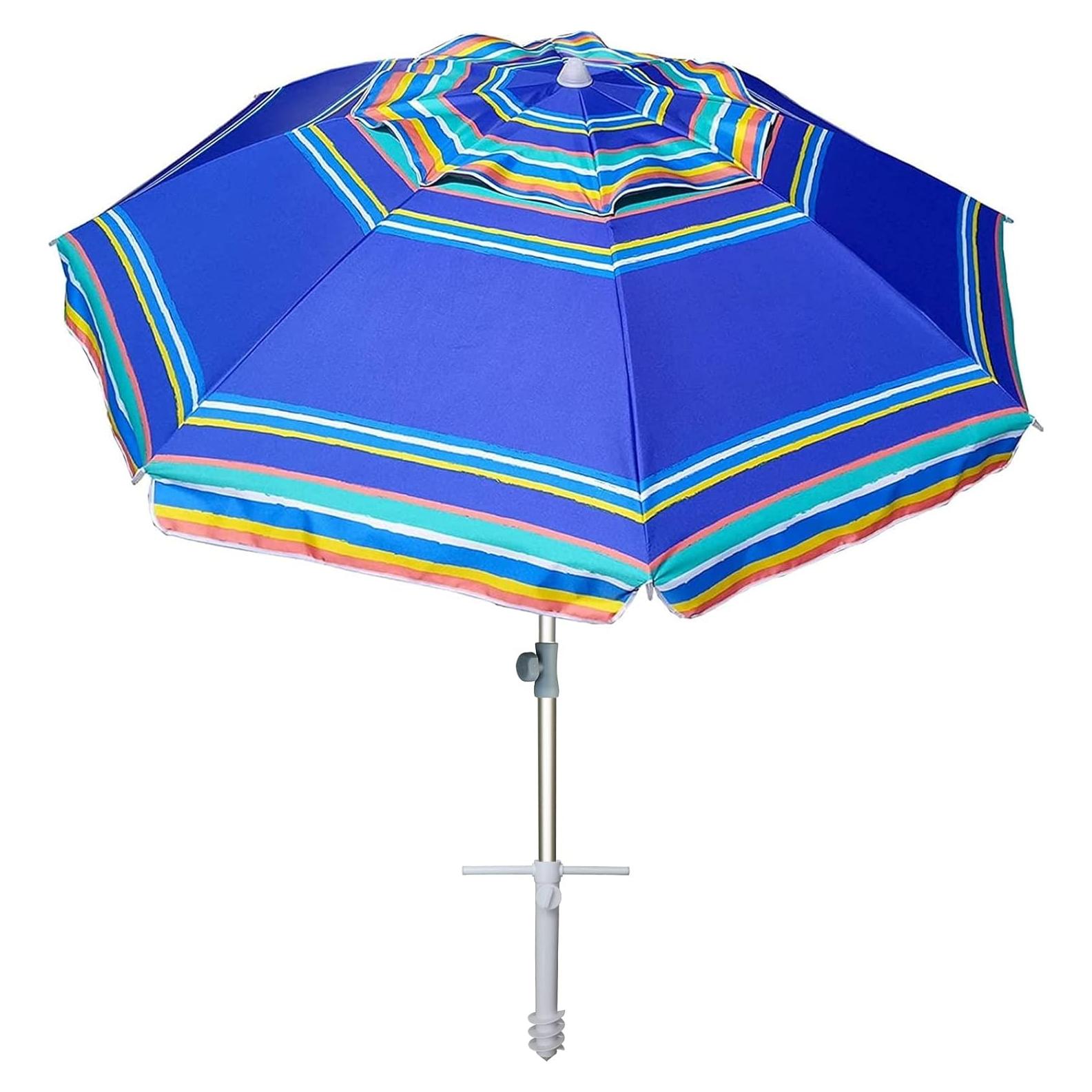 Paraguas de Playa AMMSUN 2.13m Resistente Viento UV 50+ Azul