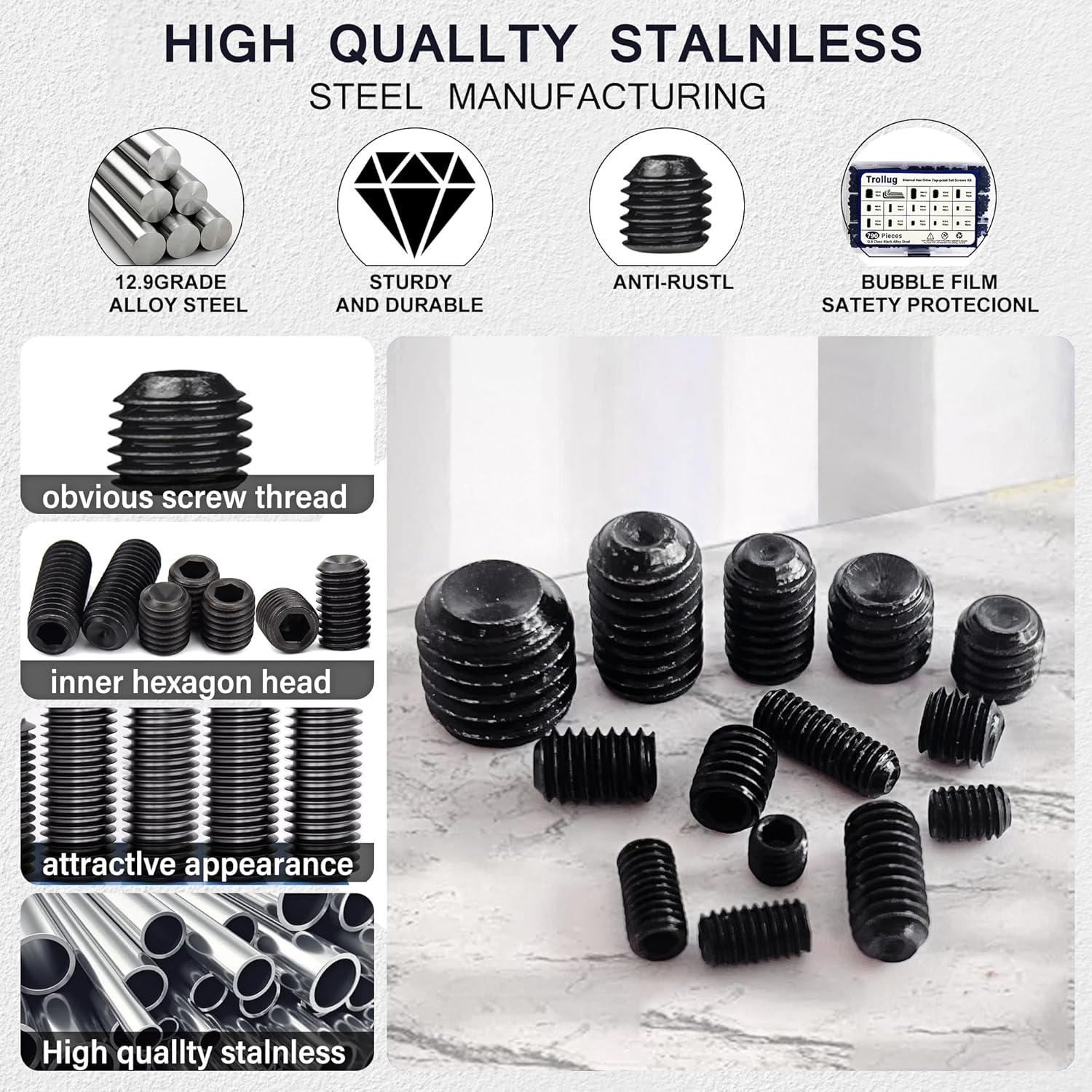 Kit de Tornillos Hexagonales Metrico y SAE 1305PCS Trollug