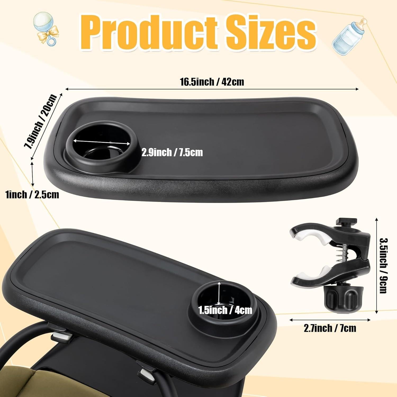 Bandeja para Snacks y Vaso GQIRIL 2 en 1 para Cochecito