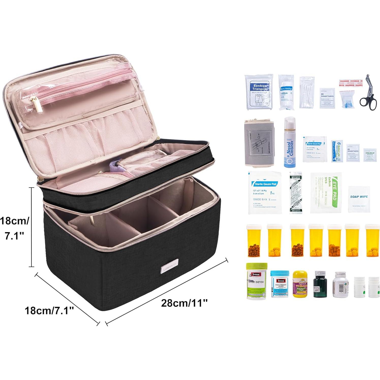 Bolsa de Almacenamiento de Medicamentos Lexeeco Negra 30.5x19.3 cm