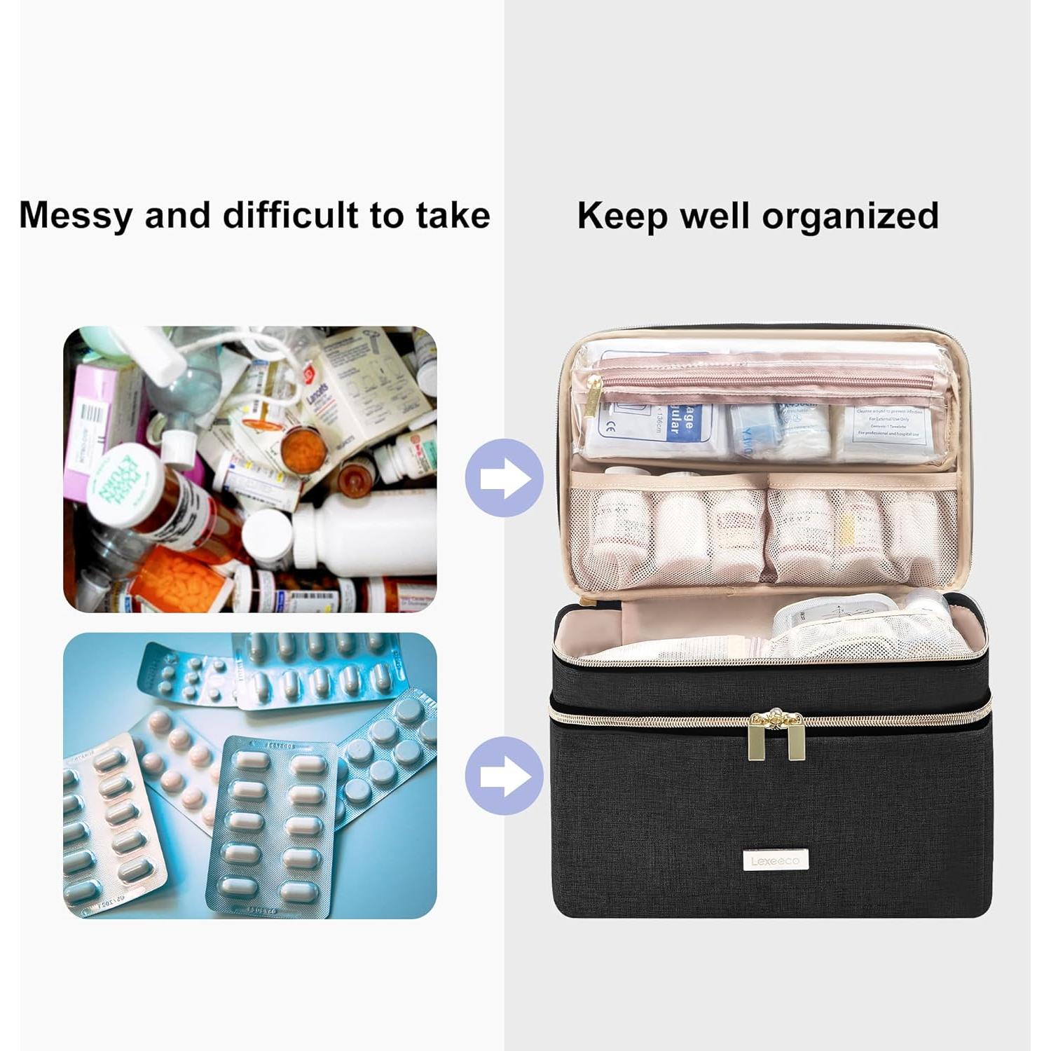 Bolsa de Almacenamiento de Medicamentos Lexeeco Negra 30.5x19.3 cm