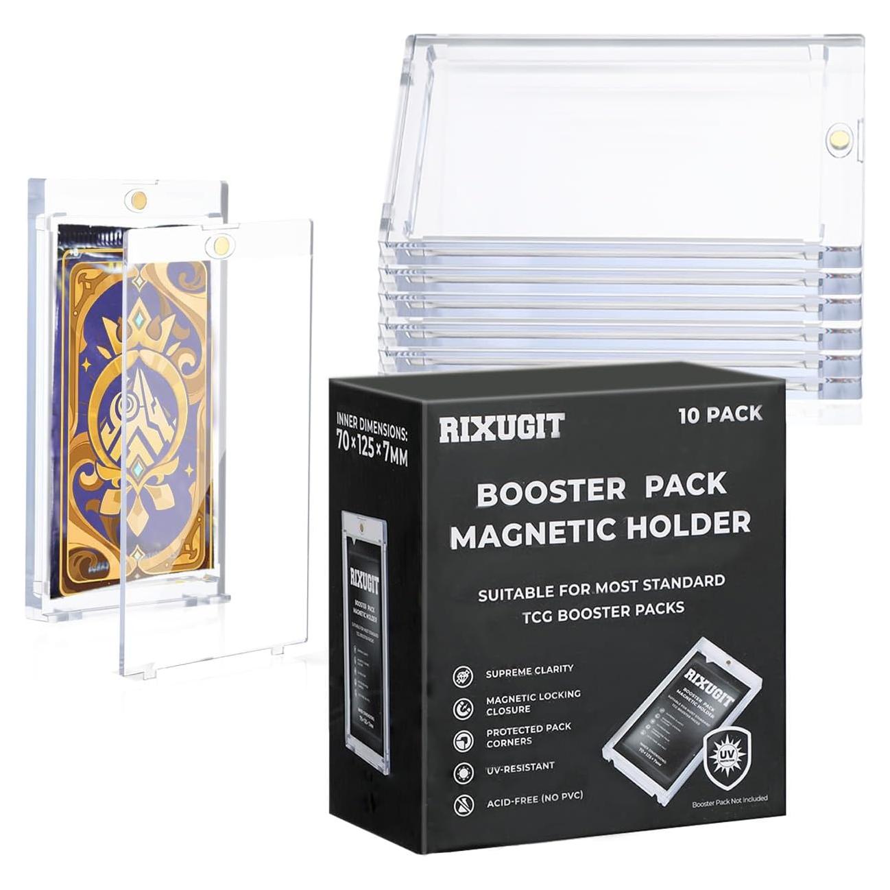 10-Pack One Touch Booster-Pack Magnetic-Holders - UV Protection Clear Booster Pack Cases, Fit for Standard Cards Storage and Display, Protect Your Collectible, Sports, and Gaming Cards