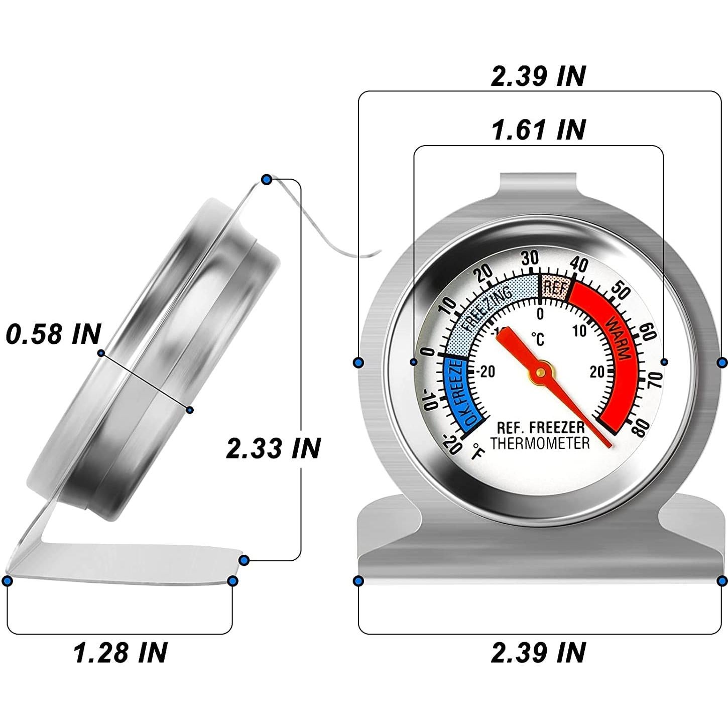 Termómetro de Refrigerador MEANLIN MEASURE 5Pcs 2" Acero Inoxidable -30 a 30°C