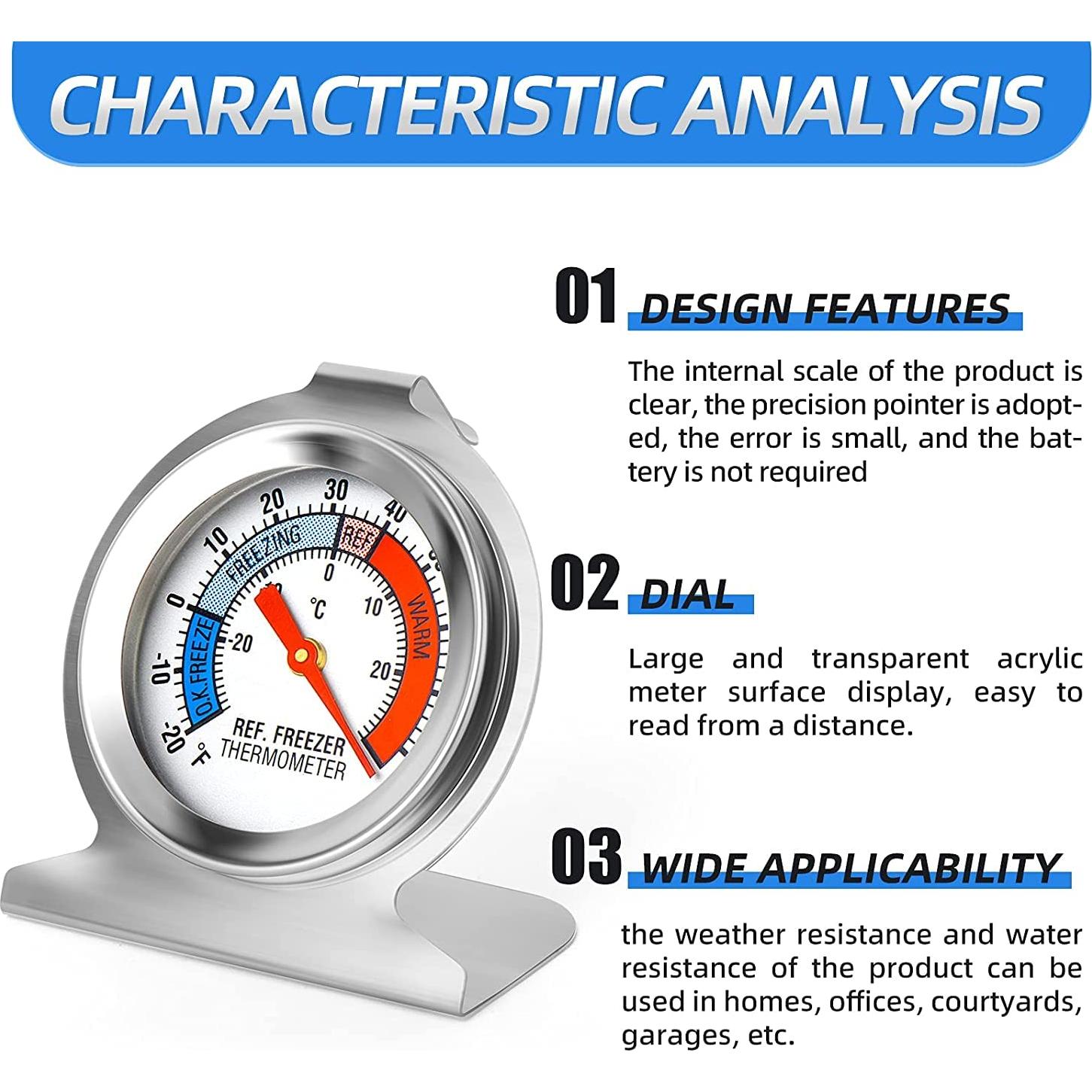 Termómetro de Refrigerador MEANLIN MEASURE 5Pcs 2" Acero Inoxidable -30 a 30°C