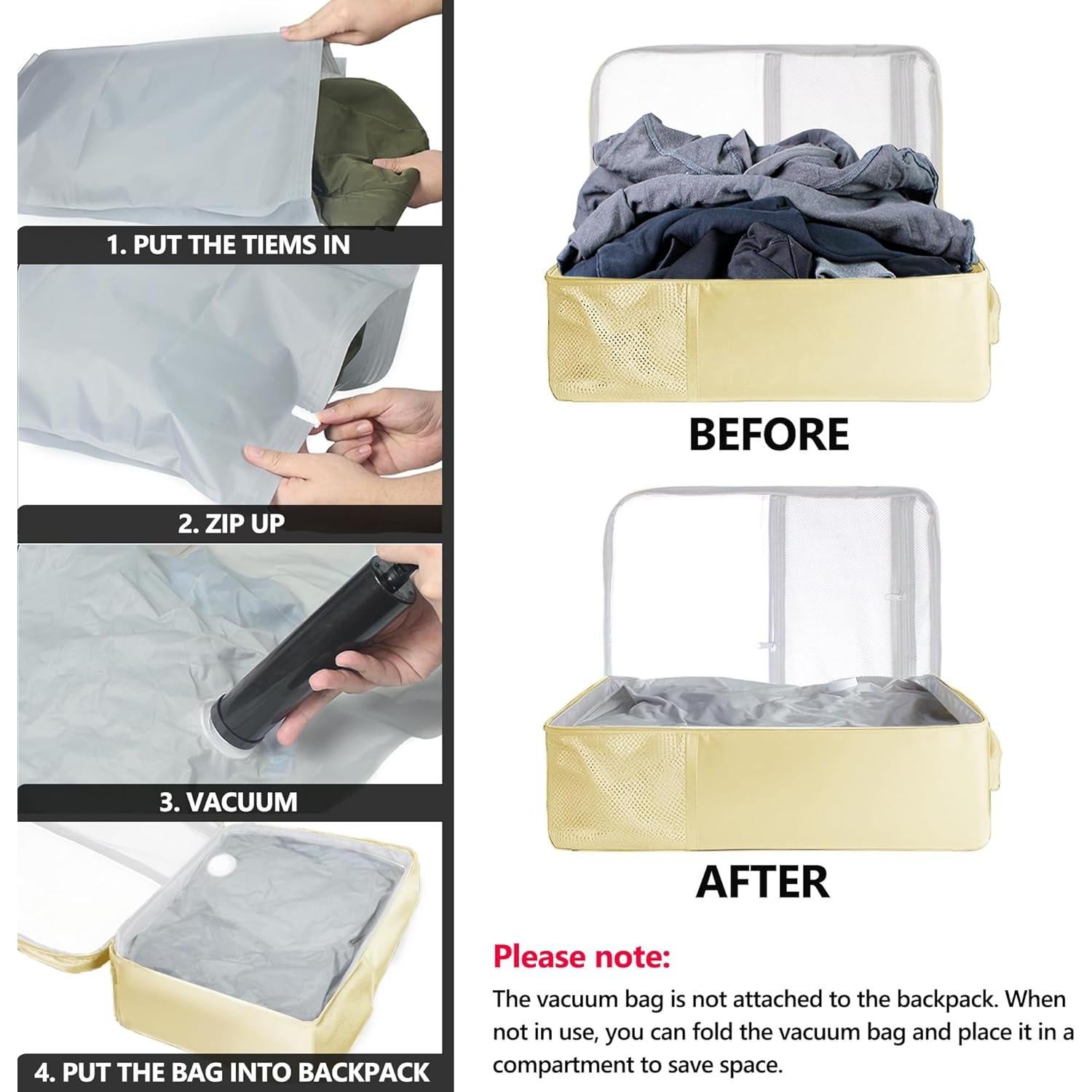 Mochila de Viaje SUOCO 60L con Bolsa de Vacío y Bomba