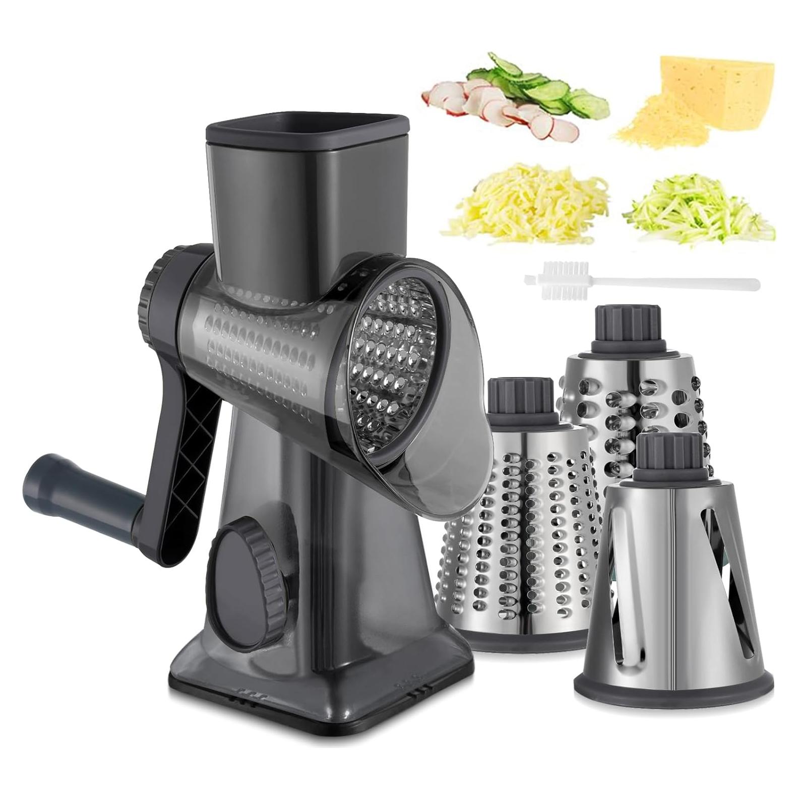 Rallador de Queso EDEFISY 3 en 1 con Cuchillas Intercambiables