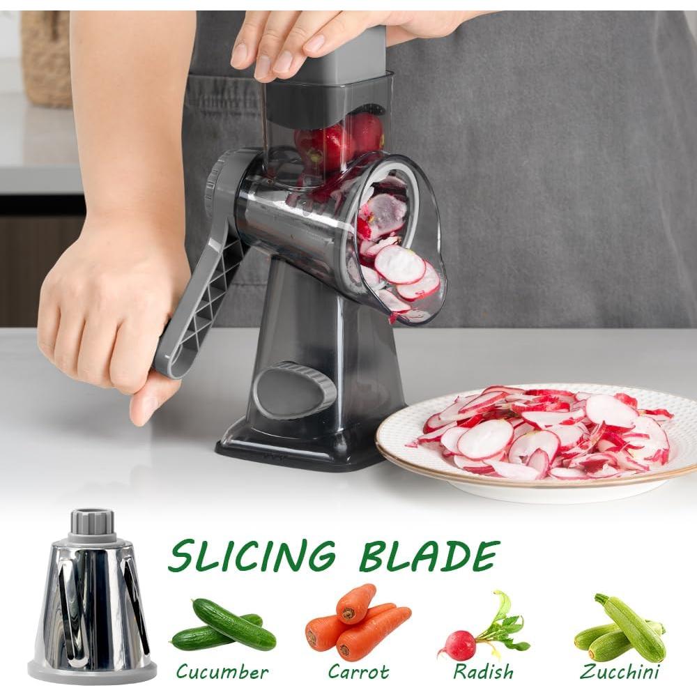 Rallador de Queso EDEFISY 3 en 1 con Cuchillas Intercambiables