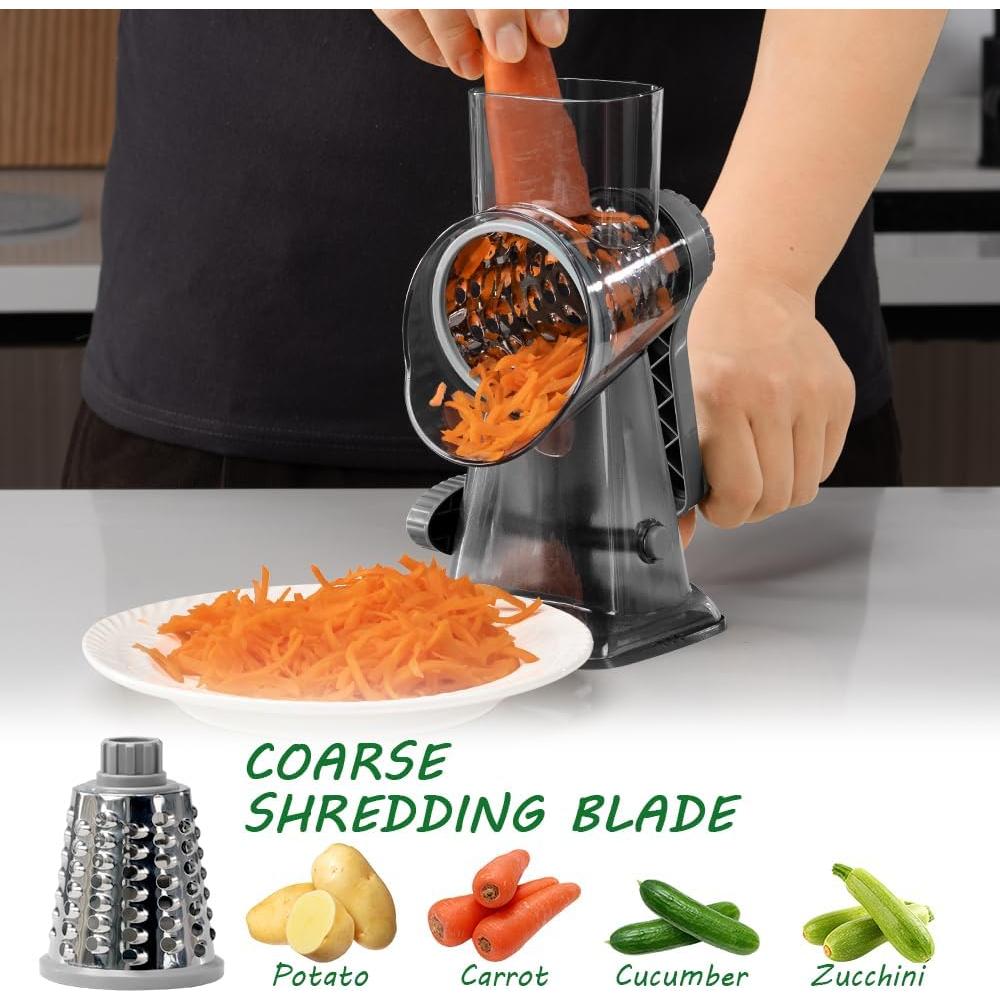 Rallador de Queso EDEFISY 3 en 1 con Cuchillas Intercambiables