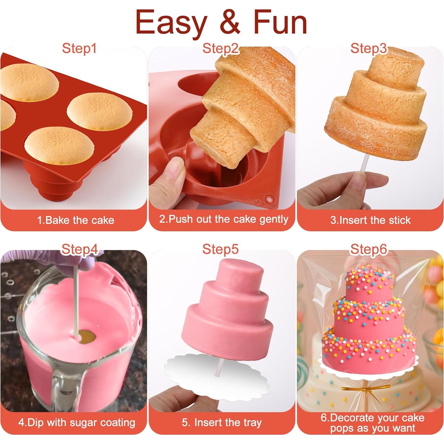 Kit de Molde para Cake Pop Juome 6 Cavidades Silicona