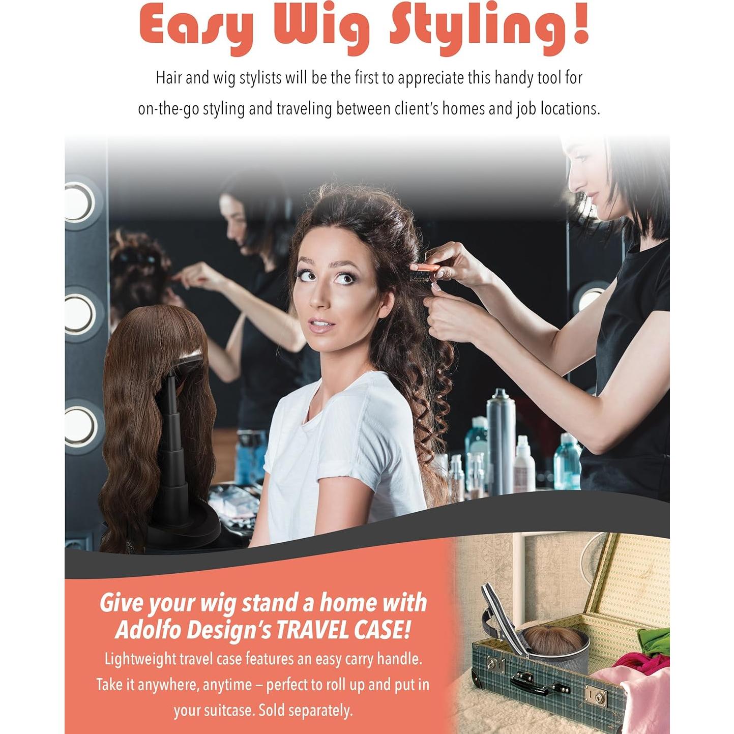 Soporte de Peluca Ajustable Adolfo Design - Negro, 5 Alturas