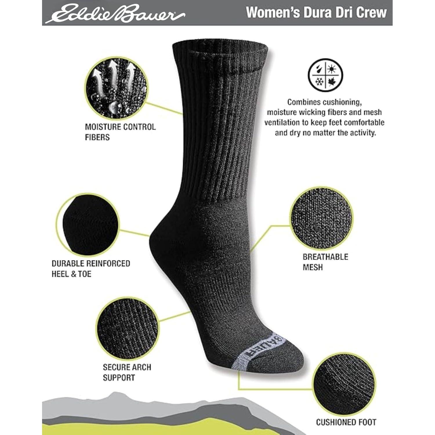 Calcetines Dura Dri para mujer Eddie Bauer - 6 pares negros