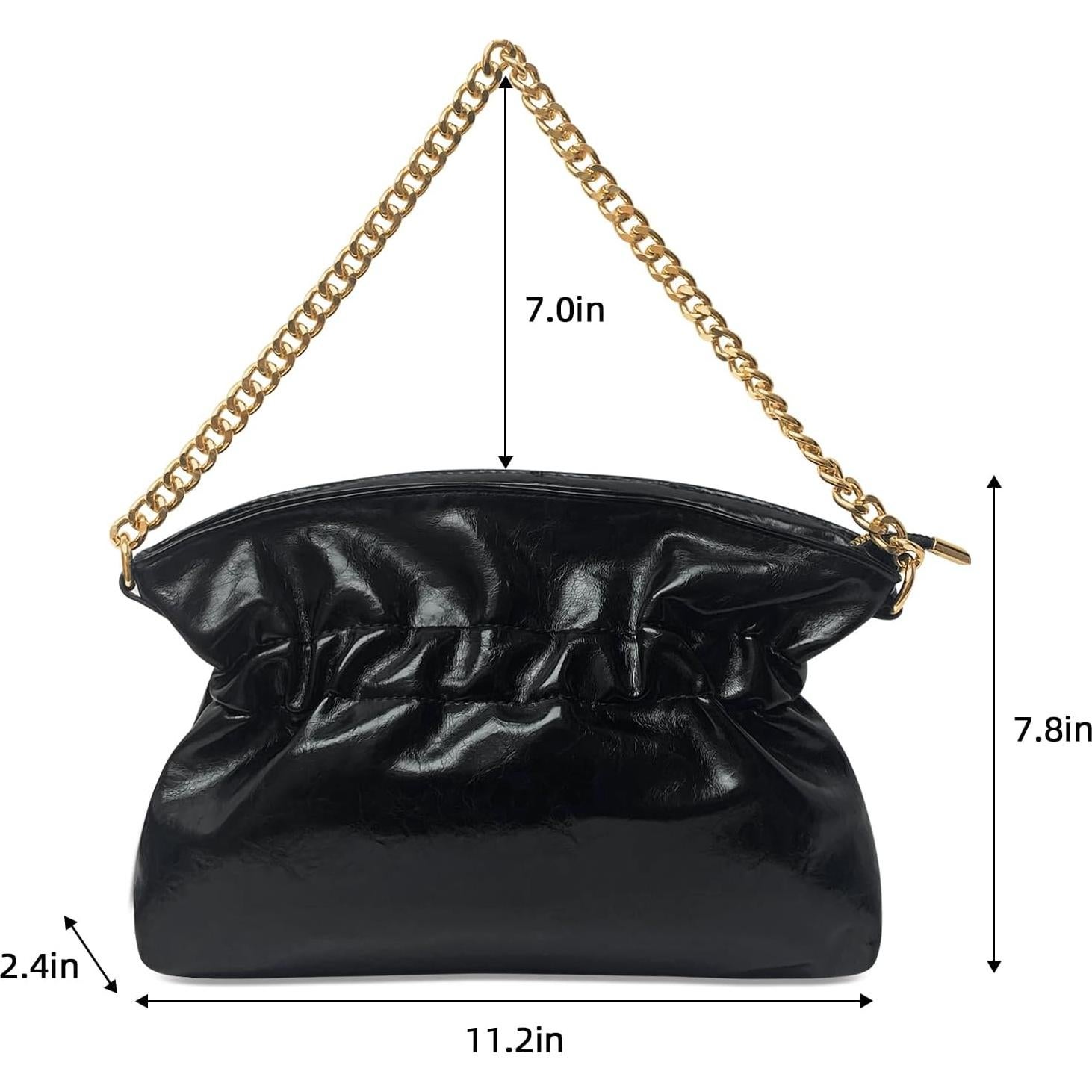Bolso de Mano KKXIU para Mujeres Clutch Formal Negro 28.4x6.1cm