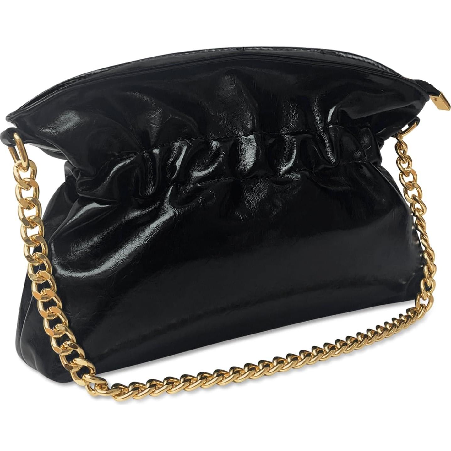 Bolso de Mano KKXIU para Mujeres Clutch Formal Negro 28.4x6.1cm