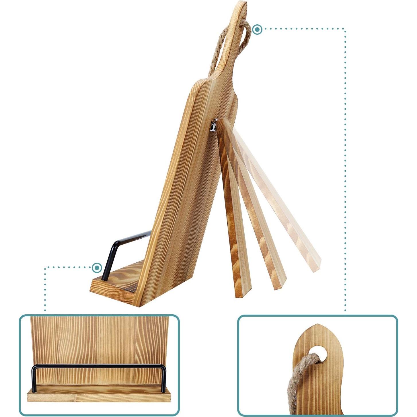 Soporte de Recetario Ajustable SOLIGT para Cocina - Madera Rústica