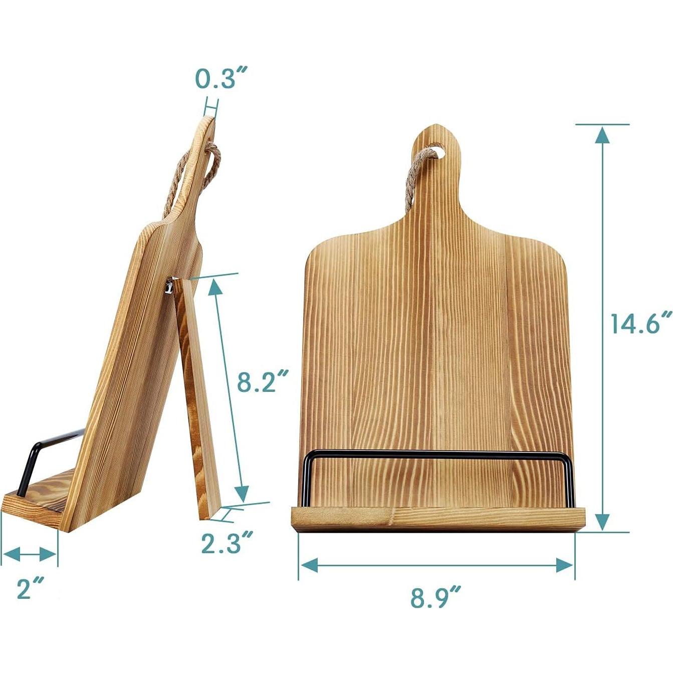 Soporte de Recetario Ajustable SOLIGT para Cocina - Madera Rústica