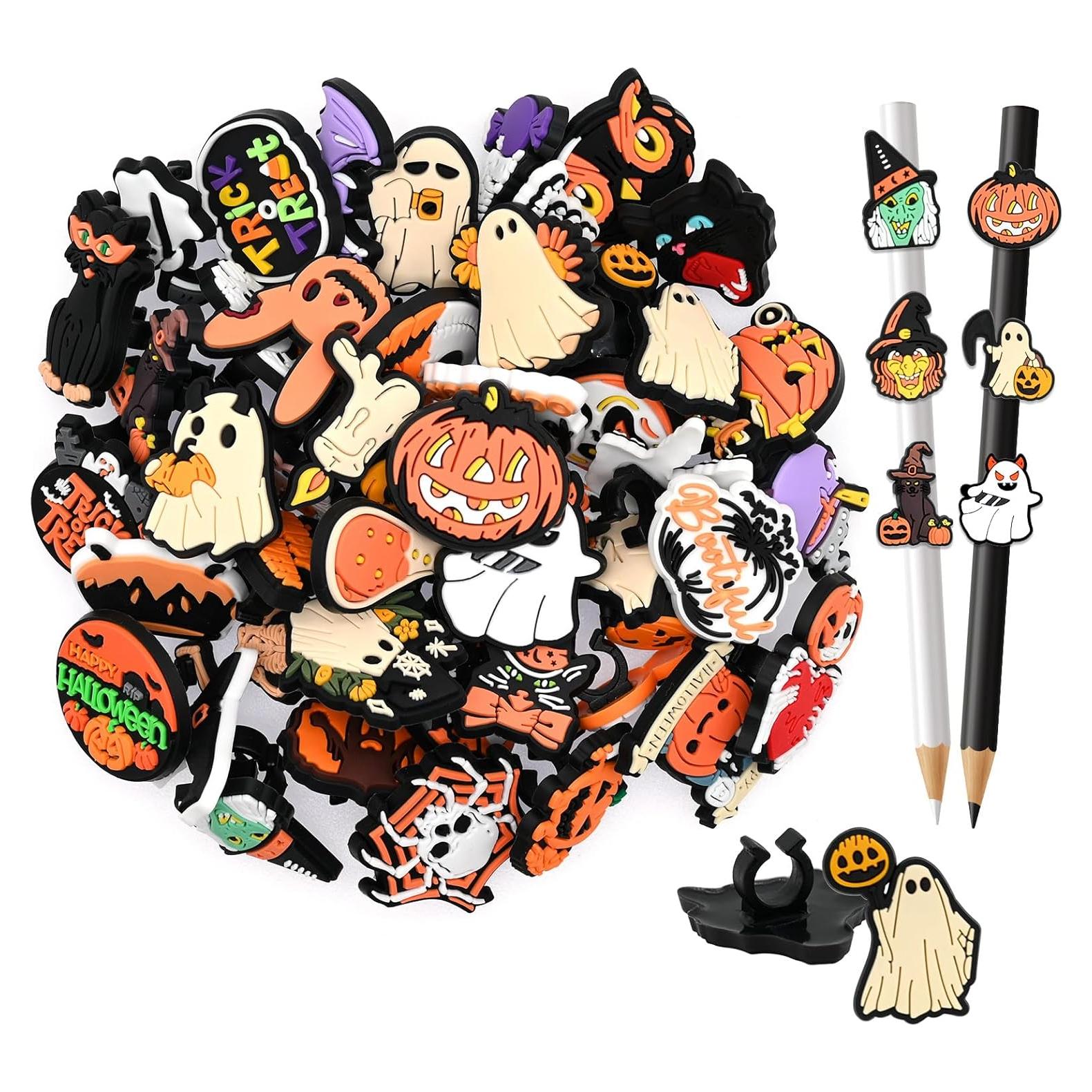 50 Adornos de Lápiz de Halloween Ibuclein - Fantasmas y Calabazas