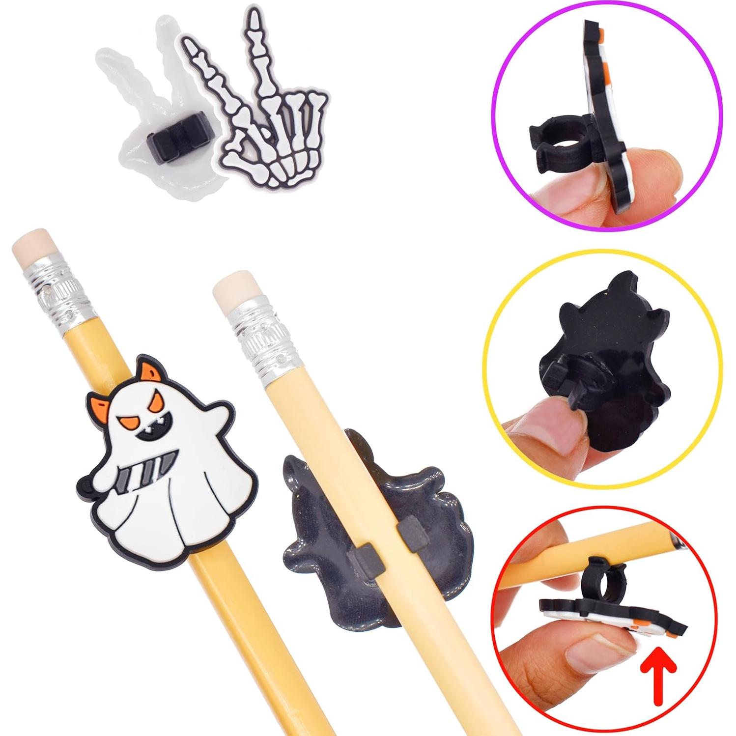 50 Adornos de Lápiz de Halloween Ibuclein - Fantasmas y Calabazas