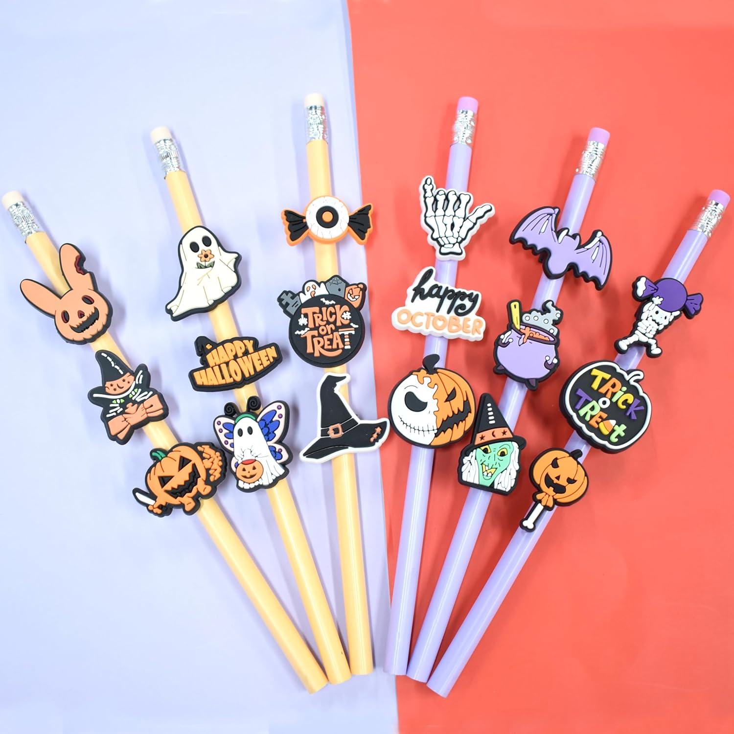 50 Adornos de Lápiz de Halloween Ibuclein - Fantasmas y Calabazas