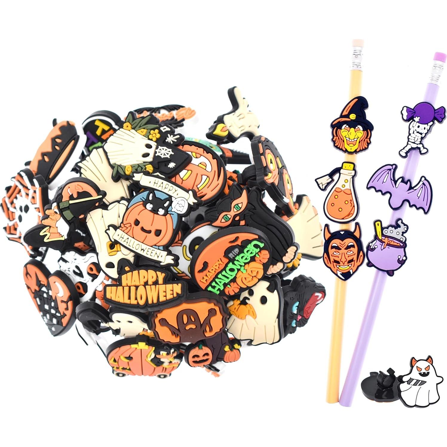 50 Adornos de Lápiz de Halloween Ibuclein - Fantasmas y Calabazas