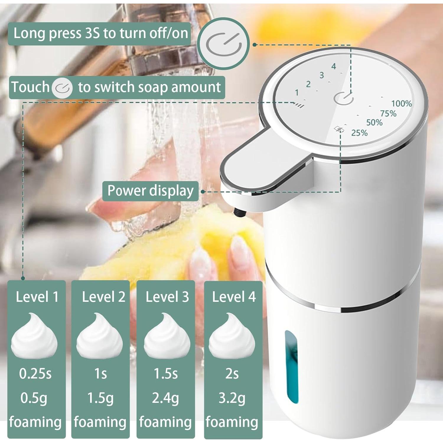 Dispensador de Jabón Automático YNESOER 400ml Espuma Ajustable