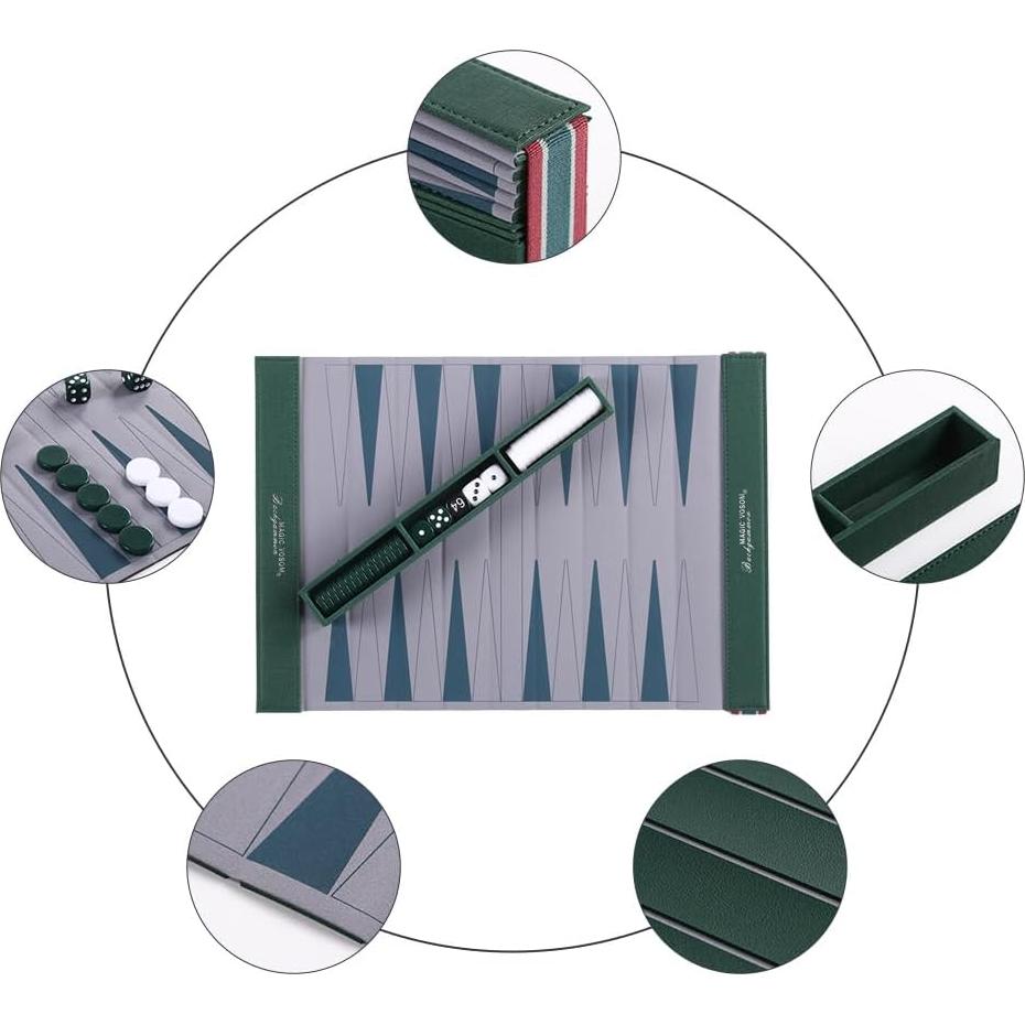 Juego de Backgammon Plegable Magic Vosom Verde Pasto