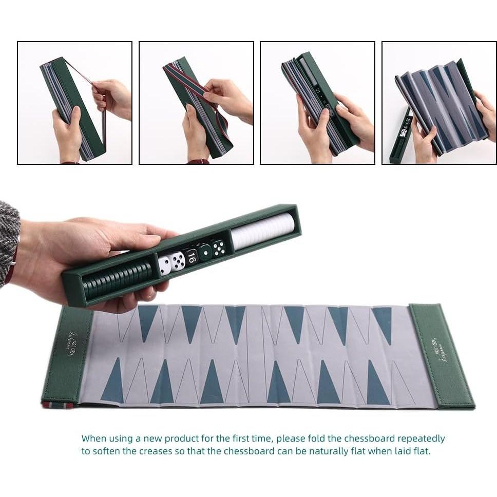 Juego de Backgammon Plegable Magic Vosom Verde Pasto