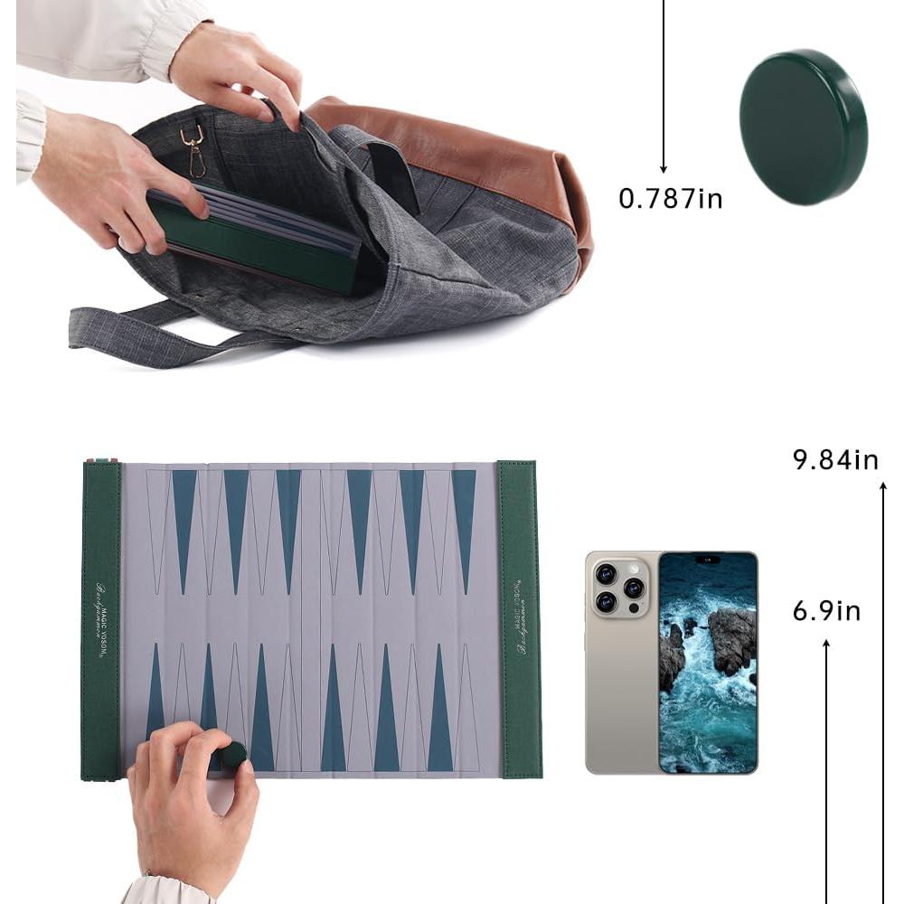 Juego de Backgammon Plegable Magic Vosom Verde Pasto