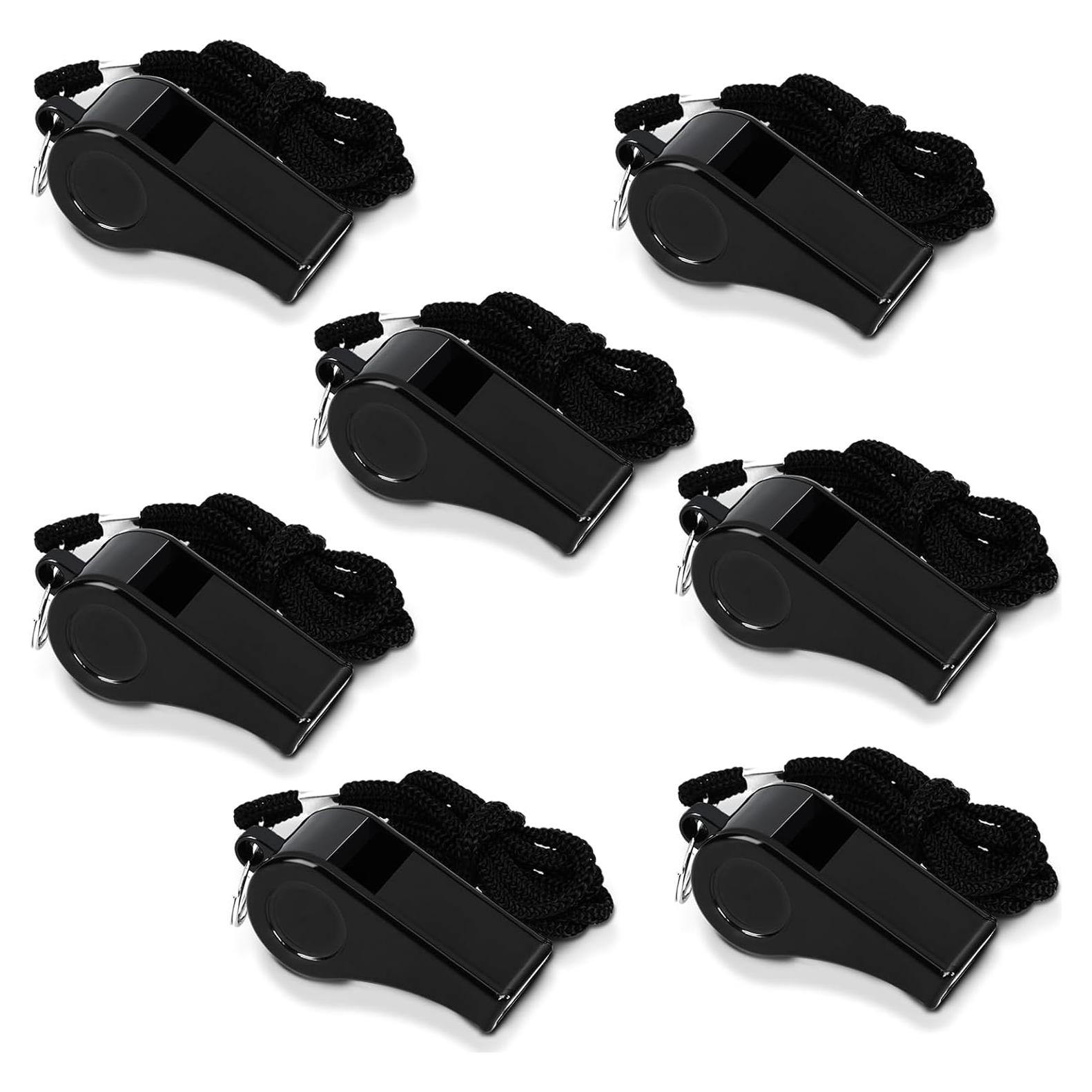 Paquete de 7 Silbatos SANNIX con Cordón - Sonido Fuerte y Nítido