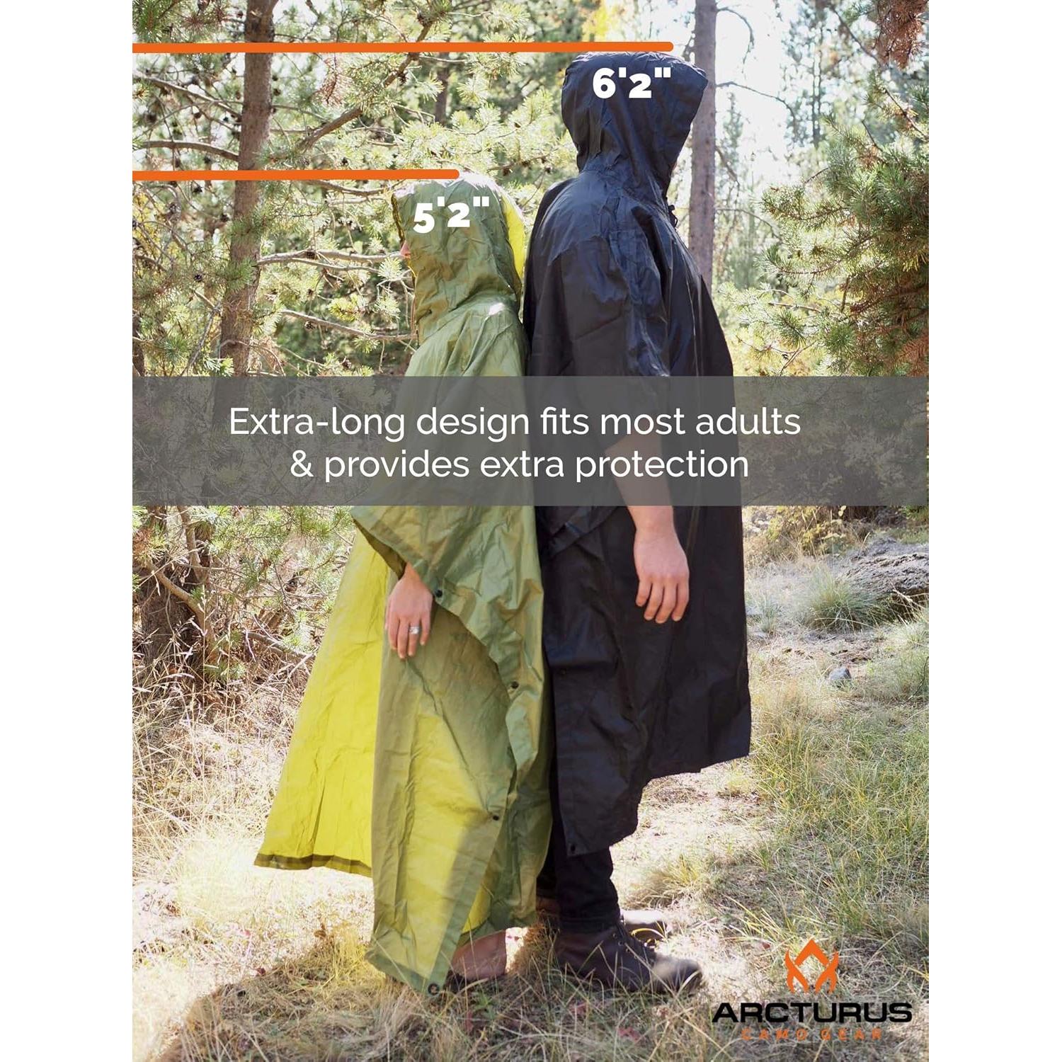 Poncho de Lluvia Arcturus Negro | Nylon Ripstop Impermeable | 137x122cm