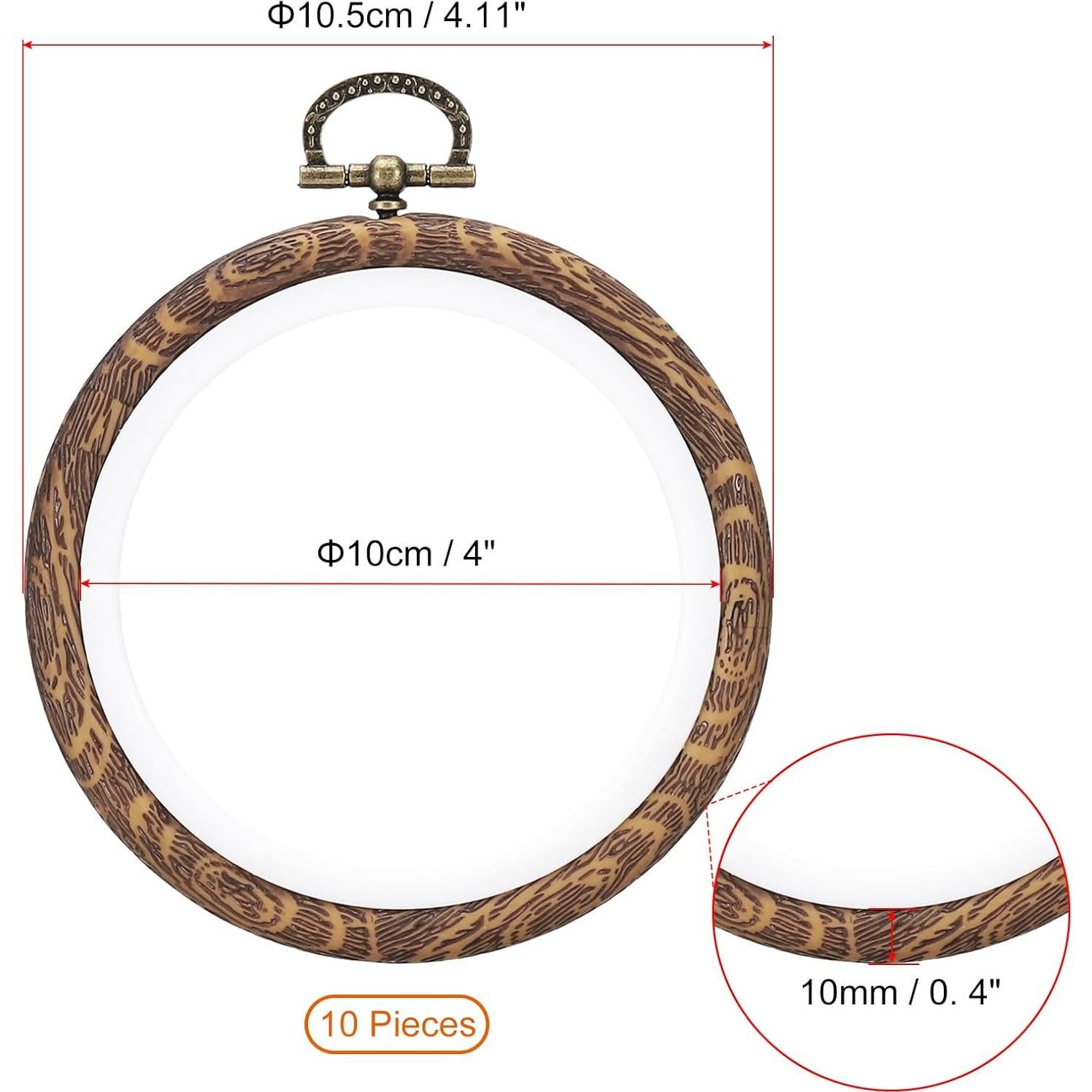 Aros de Bordado PATIKIL 10 Piezas 10cm Imitación Madera