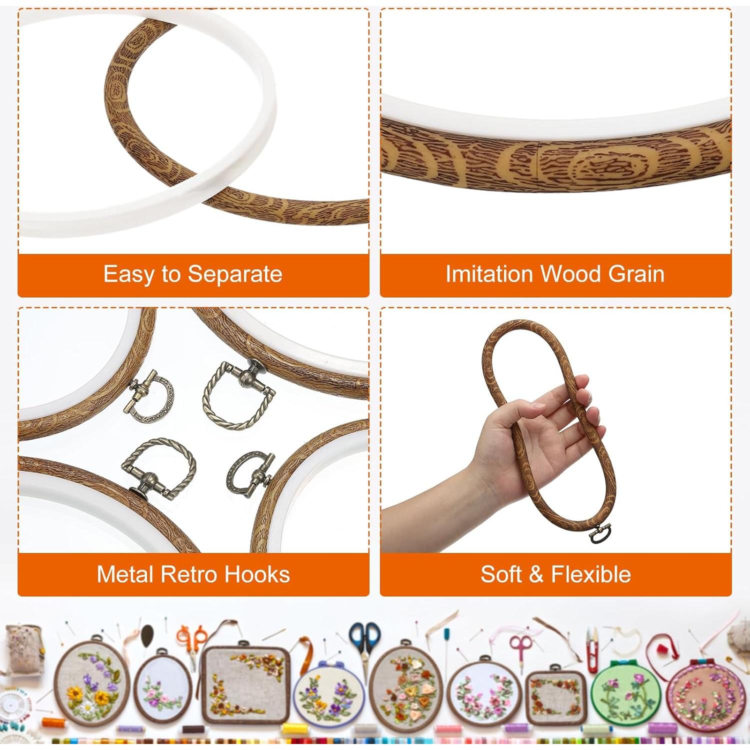 Aros de Bordado PATIKIL 10 Piezas 10cm Imitación Madera