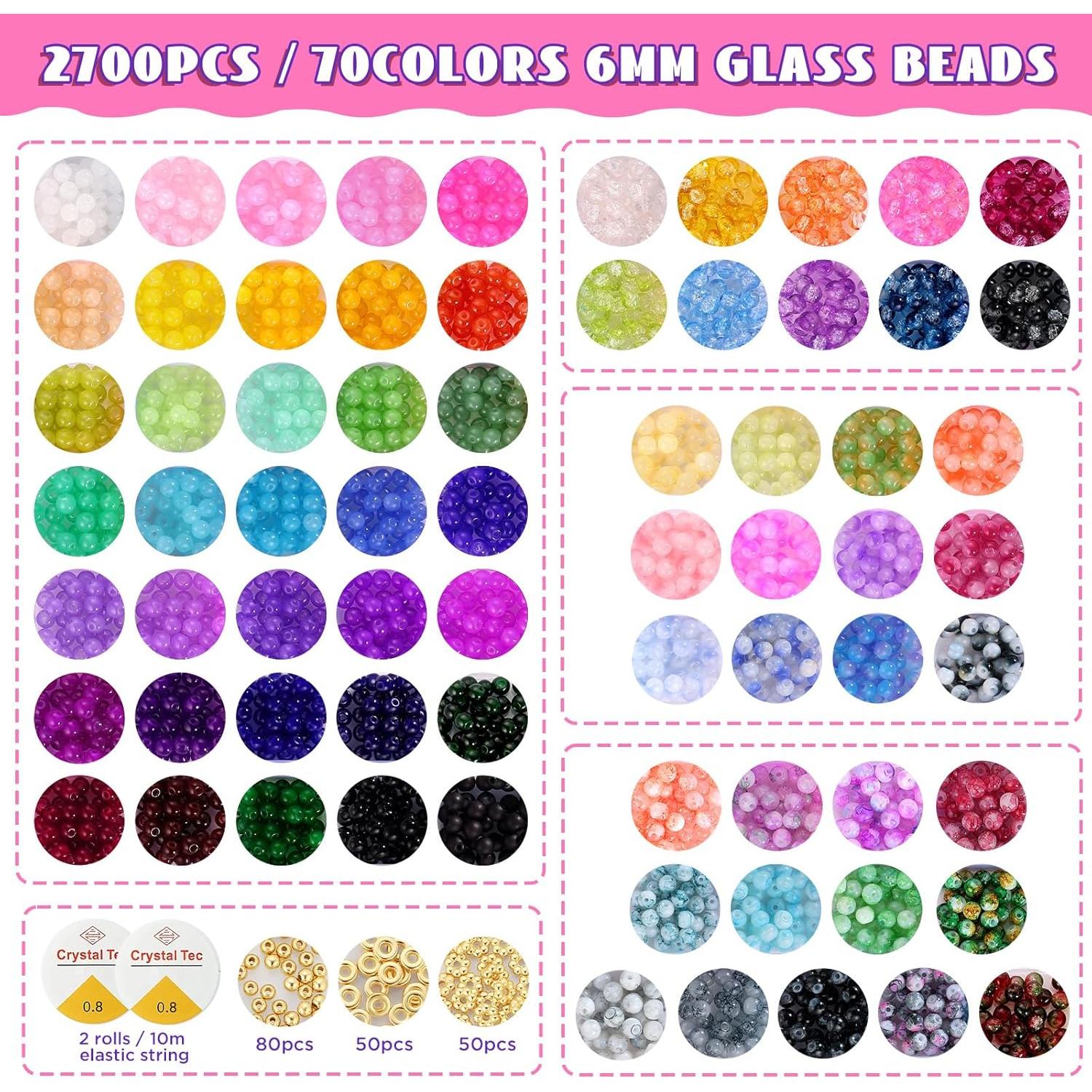 Perlas de vidrio Funtopia 6mm 2700 piezas 70 colores para manualidades