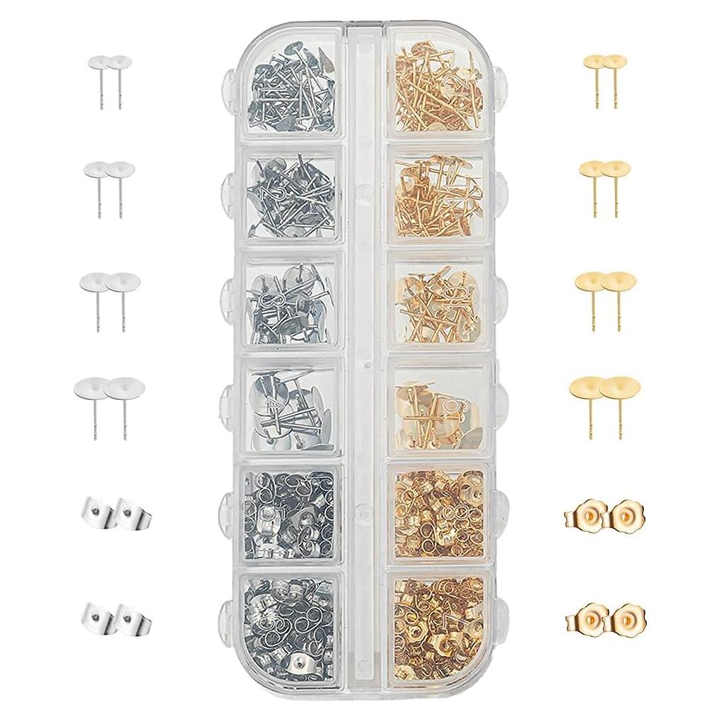 Kit de Aretes DIY 400 Piezas Acero Inoxidable Hipoalergénico